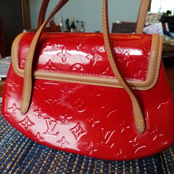 SOLD@!Auth. Louis Vuitton Biscayne Red Vern PM Han - Picture 5 of 12